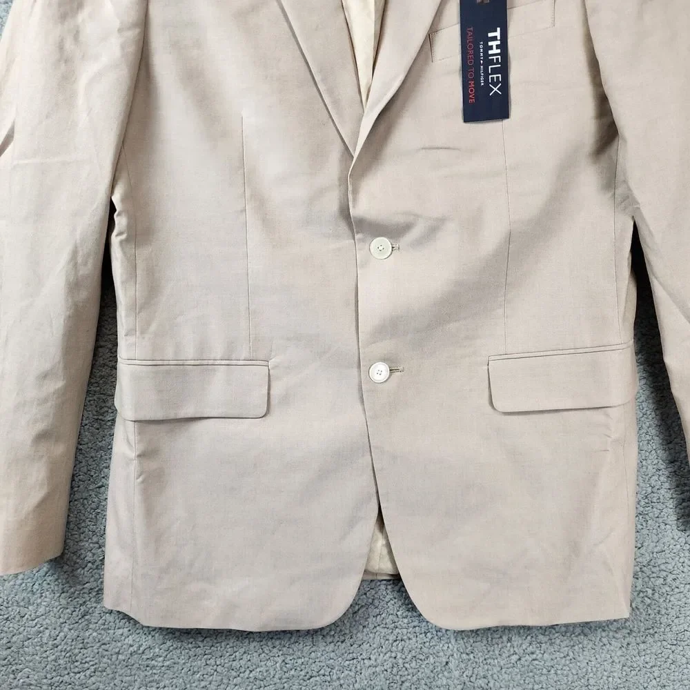 Tommy Hilfiger ThFlex Stretch Chambray Suit Separate Jacket Men's 42 Tan Notched - Picture 2 of 14